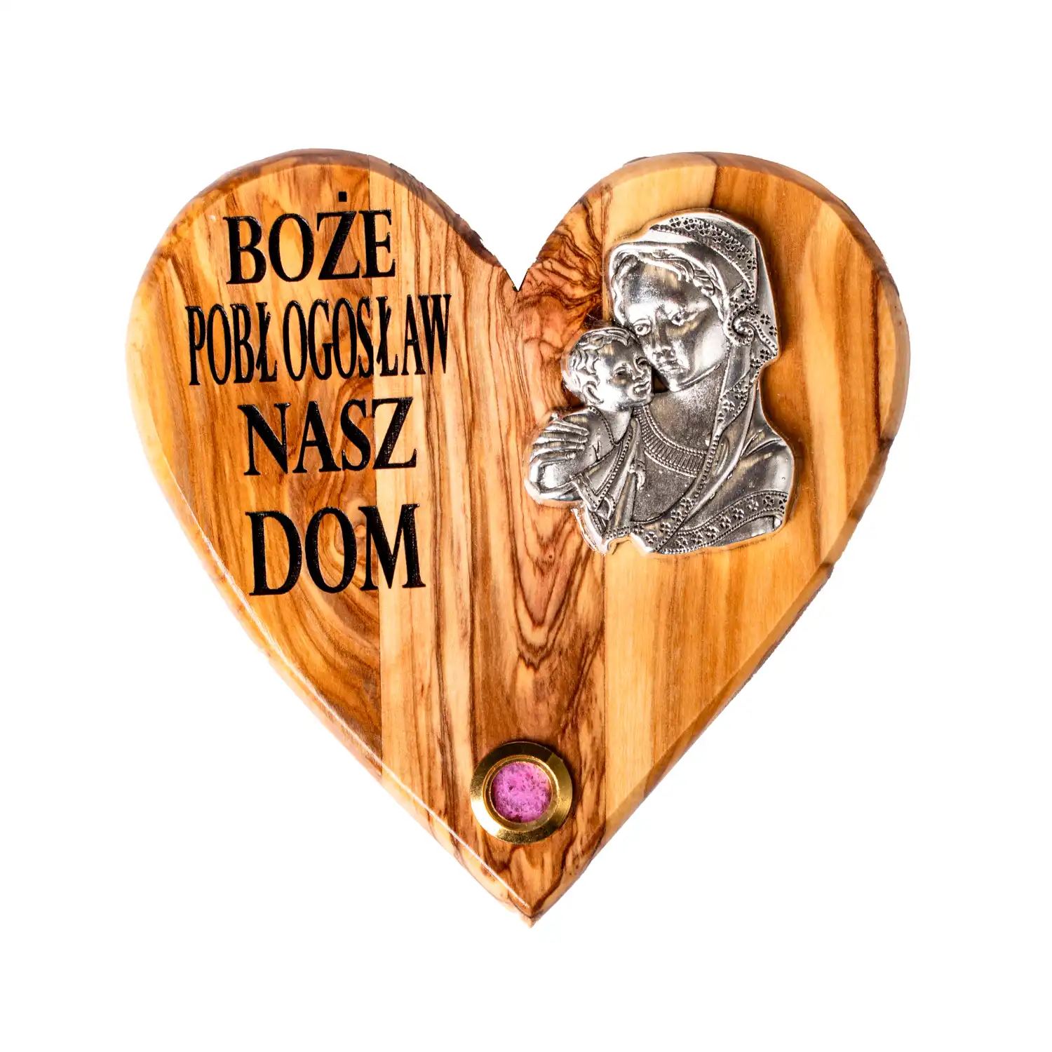 Serce z Oliwnego Drewna - Boże Błogosławieństwo dla Domu - zdjęcie produktu