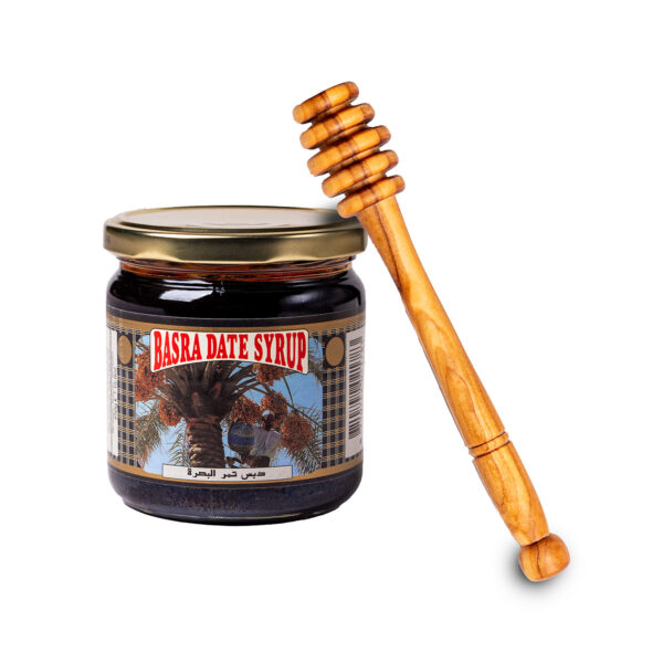 5ddad3023d604bf1e28fb262b3c97e02jpg - Małe Betlejem - Dewocjonalia z drzewa oliwnego Zestaw: Syrop Daktylowy + Łyżka do miodu - autentyczne dewocjonalia z Ziemi Świętej