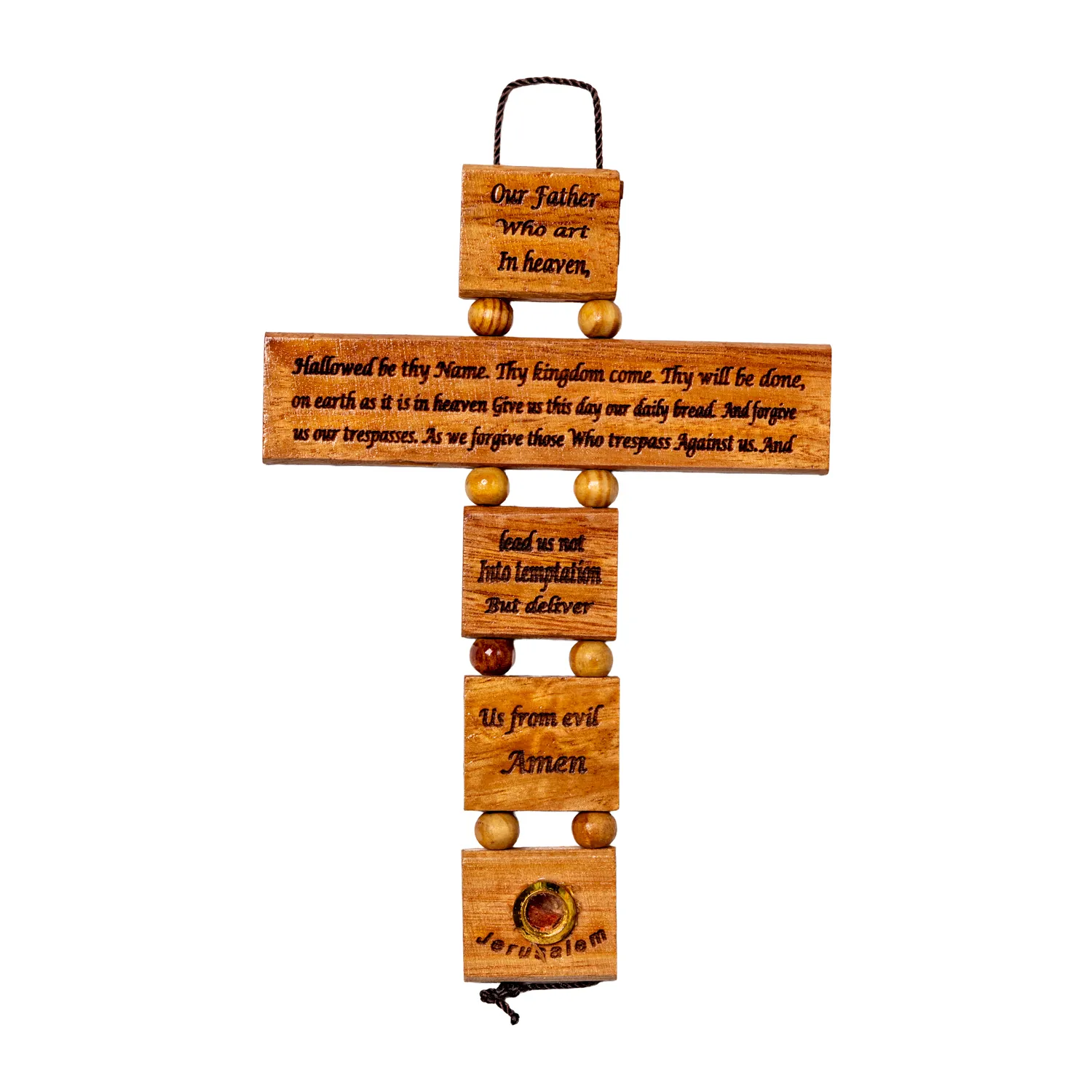 dewocjonalia_kwiecien_2025_malebetlejempl-17webp - Małe Betlejem - Dewocjonalia z drzewa oliwnego Krzyż Ojcze Nasz do powieszenia - Wersja Angielska - ręcznie wykonane z drewna oliwnego z Betlejem
