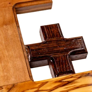 Duży Krzyż Jerozolimski do powieszenia 28 cm x 28 cm - ręcznie wykonane z drewna oliwnego z Betlejem - widok alternatywny